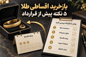 چکلیست پنج نکته پیش از قرارداد بازخرید اقساطی طلا، کنار طلا و برنامه اقساط