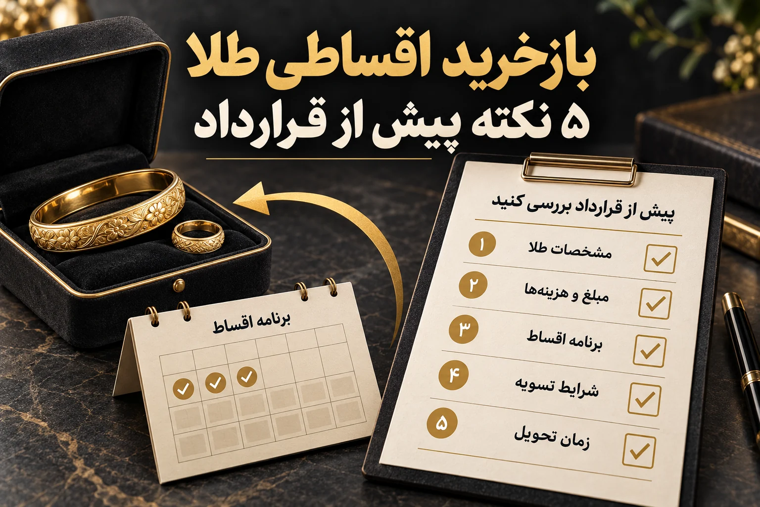 چک‌لیست پنج نکته پیش از قرارداد بازخرید اقساطی طلا، کنار طلا و برنامه اقساط